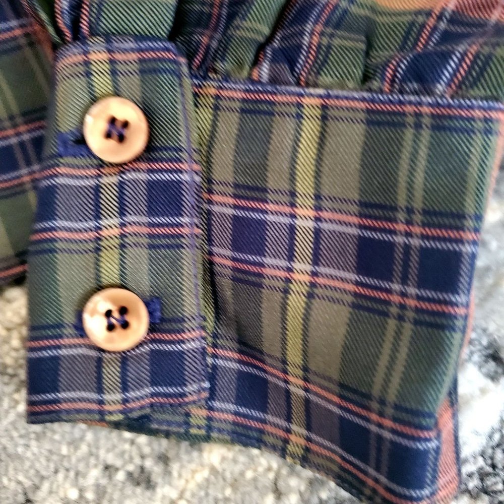 Albert Lewis For Tudor Square Vintage-Retro Green Plaid Long Sleeve Shirt Size 8 - Picture 8 of 12